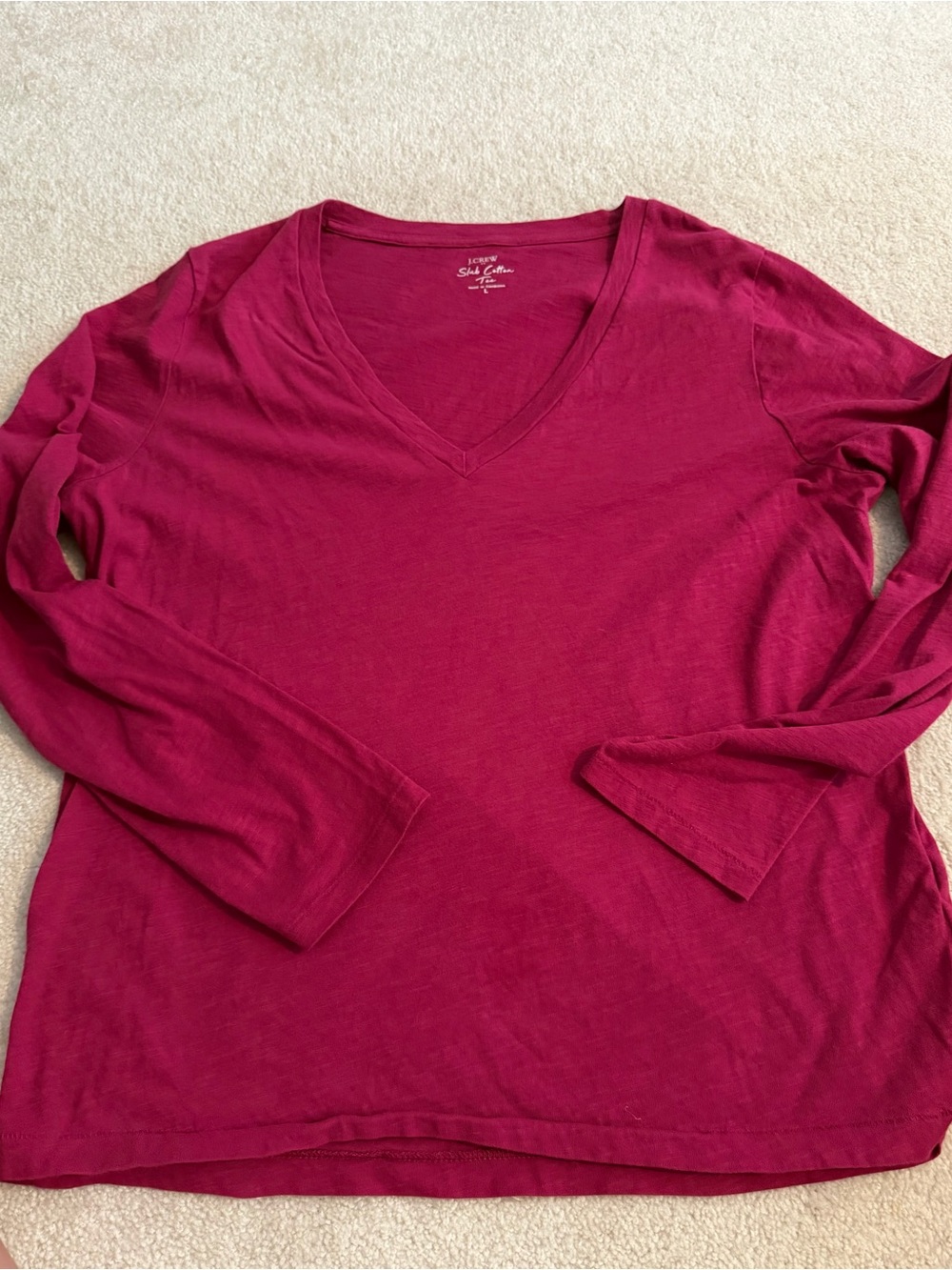 J. Crew Long Sleeve Tee in Deep Magenta